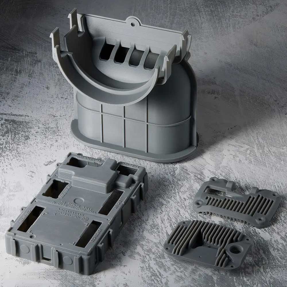 Prototype 3D printed using Formlabs Grey Resin V5, showcasing fine details and a smooth finish, ideal for precision engineering and design prototypes.